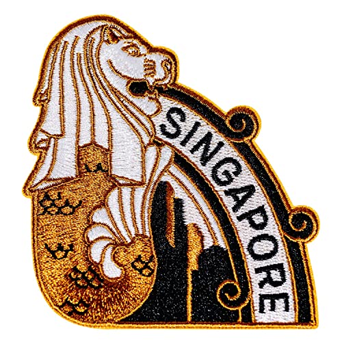 Vagabond Heart Singapur-Aufnäher – Merlion-Statue, zum Aufbügeln, Reise-Abzeichen – Singapur-Souvenir von Vagabond Heart