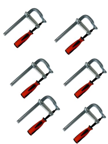 Vago-Tools Schraubzwinge 6 Stück, 300 x 120 mm, Rot, Tischzwinge, Zwingen, Schraubzwingen von Vago-Tools