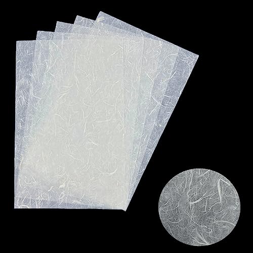 60 Blatt A4 Maulbeerpapier, Vagocom handgefertigtes Origami-Papier, Naturfaser, Reispapier für Decoupage-Papier, DIY-Kunsthandwerk (weiß) von Vagocom