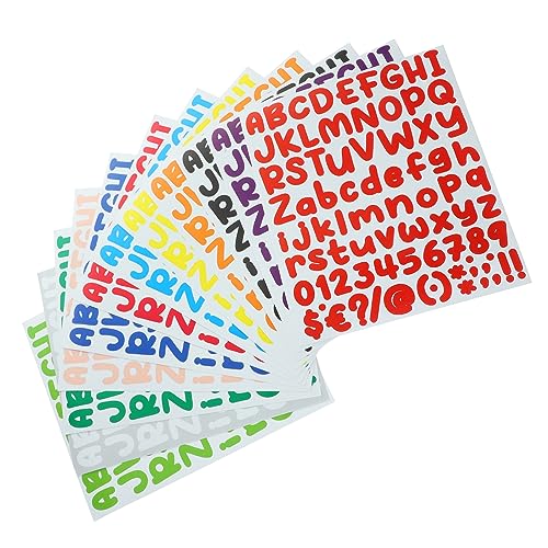 12 Blätter scrapbooking sticker scrapbook stickers glasaufkleber zahlen sticker bunte Zahl Plakatwandaufkleber Aufkleber mit Buchstaben zum Selbermachen Alphabet-Aufkleber Colorful Vaguelly von Vaguelly