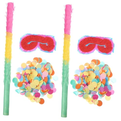 2 Sätze Pinata-zubehör Baseball-piñata Für Piñata Mit Verbundenen Augen Sommerpinata Mit Kuh-piñata Katze Piñata Pinata-stick Und Donut-piñata Colorful Papier Vaguelly von Vaguelly