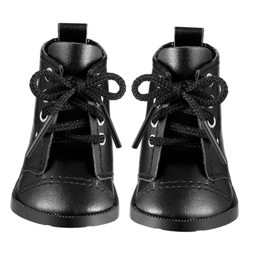 Vaguelly 1 Paar Puppenstiefel Kleinkindkleid Mini-Kuchen Cartoon-Windsäcke Puppen vorgeben Kostüm Kleinkind Korb puppenspielzeug Puppen Kleidung Mini-Szenen-Requisiten Miniatur-Schuhe Black von Vaguelly