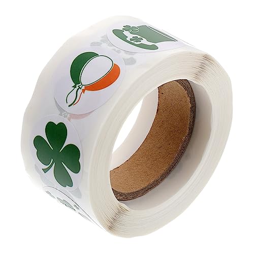 Vaguelly 1 Rolle St. Patricks Day geschenksticker Sticker Stempelaufkleber st. Patricks-Day-Aufkleber Kleeblatt-Umschlagaufkleber Kleeblatt-Aufkleber st. Patricks Etikett Papier von Vaguelly