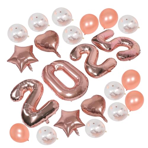 Vaguelly 1 Satz 2025 Pailletten-ballon-set Neujahr Dekor Ballondekoration Ballon Sammeln Party-requisiten Neujahrsornament Partyzubehör Für Das Neue Jahr 2025 Aluminiumfolie Rose Gold von Vaguelly