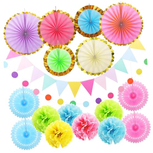 Vaguelly 1 Satz Blumenball-papierfächerpaket Fiesta-dekorationen Party Pompom-dekorationen Aus Stoff Poms Dekorationen Für Verlobungsfeiern Platte Filzgirlande Pompons Teller Glitzerpapier von Vaguelly