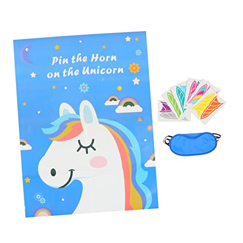 Vaguelly 1 Satz Einhorn-Paste-Tour Pin Den Auf Die Wandaufkleber Pin Das Horn Auf Die Einhorn-Spiele Für Kinderpartys Wandtattoos Spiele Für Geburtstagsfeiern Papier Blue von Vaguelly