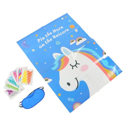 Vaguelly 1 Satz Einhorn-Paste-Tour bastelset basteln für stäbchenspiel Spielset einzigartiges Einhorn-Partyspiel Pin das Horn auf Einhorn-Partyspiel Papier Blue von Vaguelly