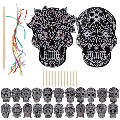 Vaguelly 1 Satz Halloween Abkratzen Dekorationen Tag Des Toten Handwerks Halloween Hanging Decorations Halloween Scratch Paper Bastelset Halloween-rubbelpapier Kratzen Papier 24st von Vaguelly