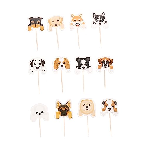 Vaguelly 1 Satz Hund Kucheneinsatz Kuchendeckel Mit Hundegesicht Haustierhund Cupcake-topper Mit Hundemotiven Dekoration Für Hundemottopartys Cupcake-topper Für Die Babyparty Papier 36st von Vaguelly