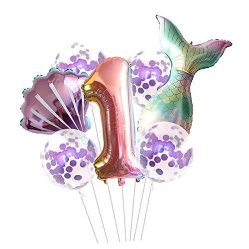 Vaguelly 1 Satz Meerjungfrau-Thema-Ballon-Set wandverkleidung wand polsterung Wanddekoration unter den Meeresballons Shell-Ballons Geburtstags-Layout-Ballons Partyballons Aluminiumfolie von Vaguelly