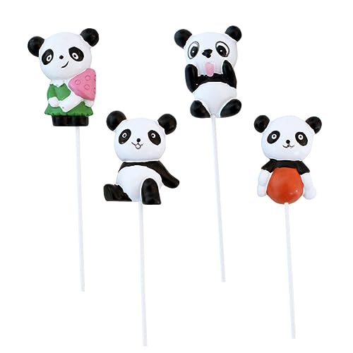 Vaguelly 1 Satz Pandas-plugin Hochzeits-cupcake-topper Obstkuchen Panda-kuchenaufsatz Kuchen Liefert Topper Für Kuchen Tortenaufleger Geburtstagstorte Dekoration Harz 4 Stück von Vaguelly