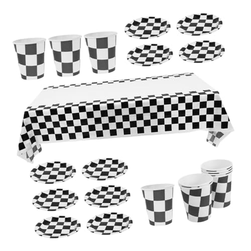 Vaguelly 1 Satz Racing-partygeschirr Auto-Party-Dekorationen Rennwagen-geburtstagsdekorationen Checkered Flag Partyzubehör Teller Partyzubehör Zubehör Für Renngeburtstagsfeiern Papier von Vaguelly