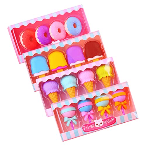 Vaguelly 1 Satz Radiergummi Briefpapier Radiergummi Donut-form Ice Cream Mold Schülerbedarf Radiergummi Gummis Abnehmbarer Radiergummi Cartoon-donut-gummi 16st von Vaguelly