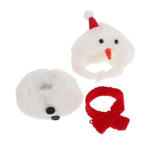 Vaguelly 1 Satz Weihnachtsstrampler Schneemannmützen Kleidung Für Puppen Miniaturpuppenkleidung Süße Puppenmütze Kleine Schals Zum Basteln Schneemann-zubehör Weihnachtspuppenhut Plüsch von Vaguelly