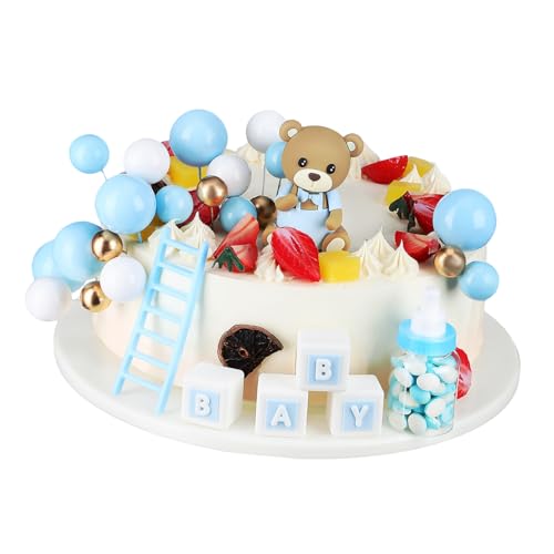 Vaguelly 24 Teiliges Bärchen Cake Topper Set üße Shower Dekoration Für Jungen Farbliche Kugeln Für Geburtstagsfeiern Tortenaufsätze Für Kuchendekoration Und von Vaguelly