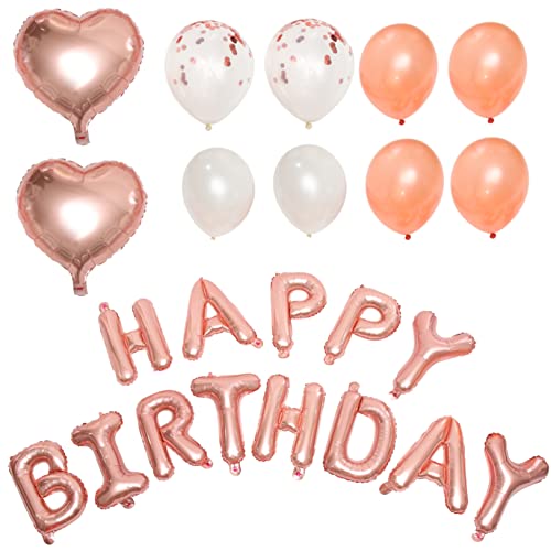 Vaguelly Set Happy Birthday Luftballons Roségold Aluminiumfolie Latex Dekorative Banner für Geburtstagsparty von Vaguelly