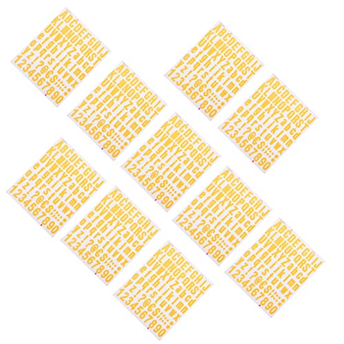 Vaguelly 10 Blätter Alphanumerische Aufkleber Planer-Aufkleber Brief Etikett Scrapbooking Sticker Scrapbook Stickers DIY Tagebuch Aufkleber DIY Aufkleber Aufkleber PVC selbstklebend Yellow von Vaguelly