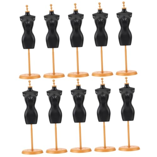 Vaguelly 10 STK Modellständer Mini-Actionfiguren Puppenständer Puppe Kleid Männchen Anzeige puppenkleiderbügel Puppen kleiderbügel Mannequin-Halterung Puppenkleiderständer Plastik Black von Vaguelly