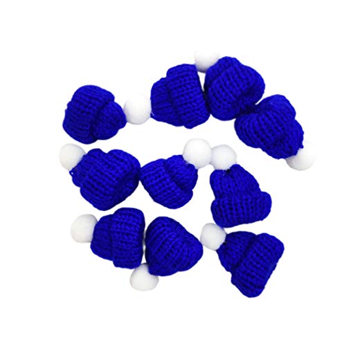 Vaguelly 10 Stück Miniatur-Weihnachtsmützen Mini-Strickpuppenmützen Winzige Weihnachtsmann-Zylinder Kleine Häkelmützen Christbaumschmuck Für Weihnachten Diy-Bastelbedarf Blau von Vaguelly