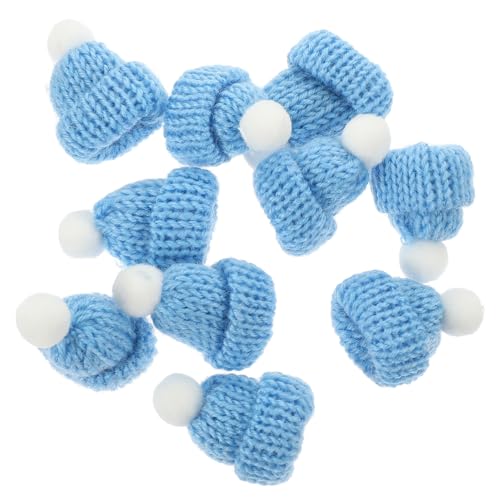 Vaguelly 10 Stück Miniatur-Weihnachtsmützen Mini-Strickpuppenmützen Winzige Weihnachtsmann-Zylinder Kleine Häkelmützen Christbaumschmuck Für Weihnachten Diy-Bastelbedarf Blau von Vaguelly