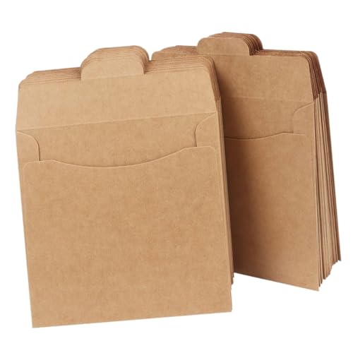 Vaguelly 100 Stück Disc-Tasche Aktenumschlag Für Dokumente Braune Ordner Leere Cd-hüllen DVD-aufbewahrungshüllen Kraft-einkaufstaschen Große Papiertüten Papphüllen Light Brown Kraftpapier von Vaguelly