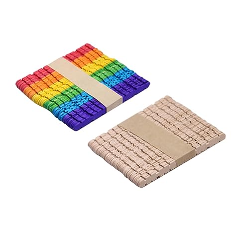 Vaguelly Holzstäbchen-Set 100 Stück Bunte Stäbchen Bastelstäbchen Aus Holz für Kinder für Kunstprojekte von Vaguelly