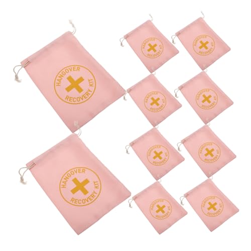 Vaguelly 10st Kreuz-baumwolltasche Junggesellenabschied Taschen Umhängetaschen Mit Kordelzug Tauf-umhängetaschen Hochzeits-süßigkeitstüte Geschenktüten Für Babypartys Rosa Baumwolle von Vaguelly