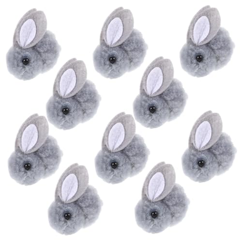 Vaguelly 10st Plüsch Häschen Kaninchen Puppe Hase Hut- Kleidungsstückverzierung DIY Kleidungsverzierung Kleidung Schmücken Bekleidungszubehör DIY-verzierung Grey von Vaguelly