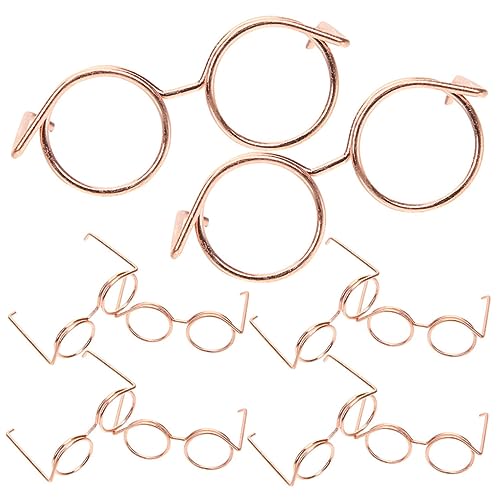 Vaguelly 10st Puppenbrille Sonnenbrille in Herzform Rave-Brille Minibrille Für Puppen Zubehör Für Babypuppen Gläser Sonnenbrillen Für Damen Miniatur-Sonnenbrille Für Puppen Metall Rose Gold von Vaguelly