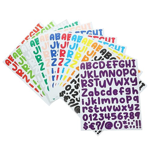 Vaguelly 12 Blätter Mini-Aufkleberdrucker Alphabet-Zahlenaufkleber große Buchstabenaufkleber Scrapbooking Sticker Scrapbook Stickers dekorative Aufkleber Nummernaufkleber Colorful von Vaguelly