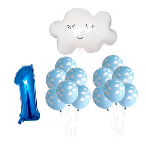 Vaguelly 12 Stk Ballondekoration Zahlenballons Brief Ballon Zeichen Party-Banner room decoration raumdeko buchstaben ballons schöne Partyballons Ballons mit Wolkendruck Aluminiumfolie von Vaguelly