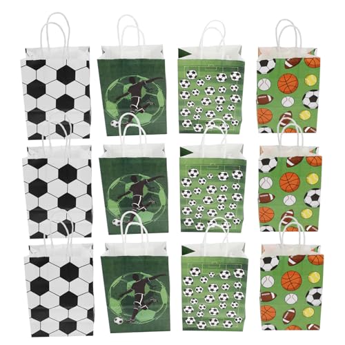 Vaguelly 12 Stück Fußball Partytüten Party Geschenktüten Geschenkpapier Fußball Fußball Leckerli Taschen Fußball Bonbontüten Leckereien Fußball Geschenktüten Papier Fußball Party von Vaguelly