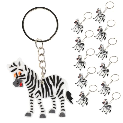 Vaguelly 12 Stück Zebra Schlüsselanhänger Zebra Tier Anhänger Tier Schlüsselanhänger Schlüsselanhänger Halter Neuartiger Schlüsselanhänger Taschenanhänger Schlüsselanhänger 3D Zebra von Vaguelly