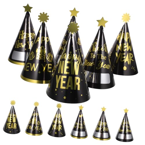 Vaguelly 12St Neujahrsparty-Papierhut Neuheit-Partyhüte Papierkegelhut Geschenke für kleine Geschenke Kegelpapierhüte des neuen Jahres Kegelhüte des neuen Jahres bronzieren Partybedarf Kind von Vaguelly