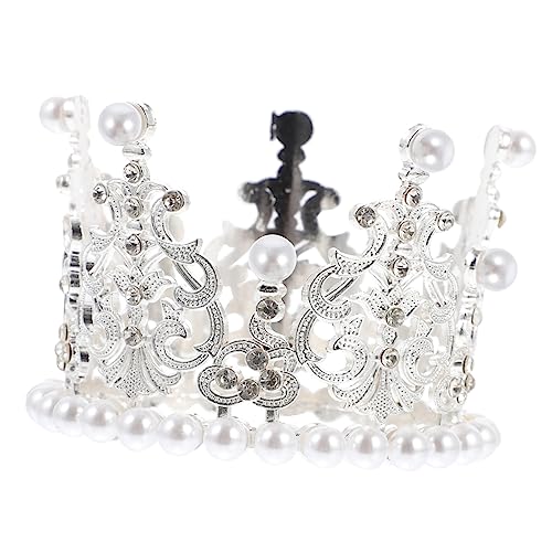 Vaguelly 1stk Krone Dekoration Ornament Alles Zum Geburtstag Topper Braut-tiara Königskuchen Backstütze Tischdekoration Für Kinder Mini-spielzeug Backen Topper Silver Künstliche Perle von Vaguelly