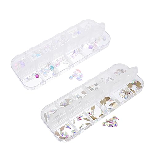 Vaguelly 2 Boxen Strasssteine ​​nageln nagelsteine gelnägel fingernägel aufkleber manicure set nail art zubehör Stolze Nagelaufkleber tragen Reiz Nagelbolzen Nagelkunstzubehör Harz Colorful von Vaguelly