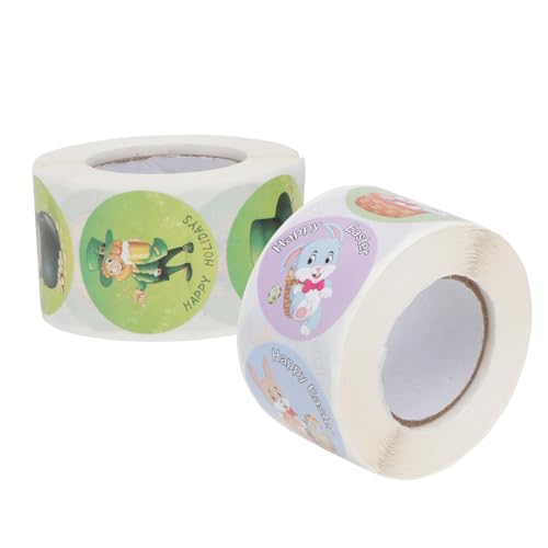 Vaguelly 2 Rollen Osteraufkleber Aufkleber mit Cartoon-Etiketten Ostern religiöse Aufkleber Easter Decoration Easter Stickers Etikettenaufkleber Aufkleber für Geschenktüten PVC von Vaguelly