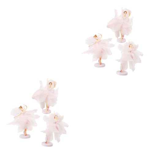 Vaguelly 2 Sätze 6 Stk Ballettmädchen-ornamente Ballett Tortenaufsatz Heimdekoration Balletttänzerin Figur Mini Kleine Ballerinafiguren Für Tänzer Kuchen Encanto Rosa Gittergewebe von Vaguelly