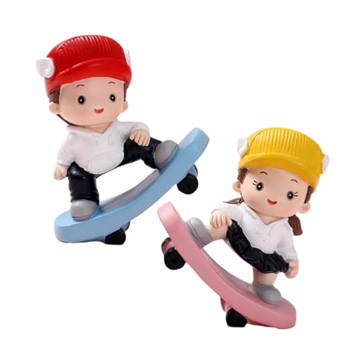 Vaguelly 2 Stücke Auto Harz Kunsthandwerk Hause Kuchen Dekorieren Junge Mädchen Statue Cupcake Topper Harz von Vaguelly