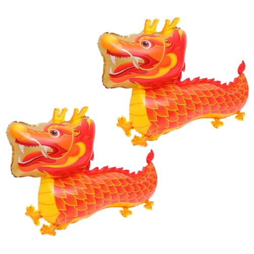 Vaguelly 2 Stück Roter Cartoon Ballon Chinesischer Drache Dekor Neujahr Party Dekor Aluminiumfolie Party Ballon von Vaguelly