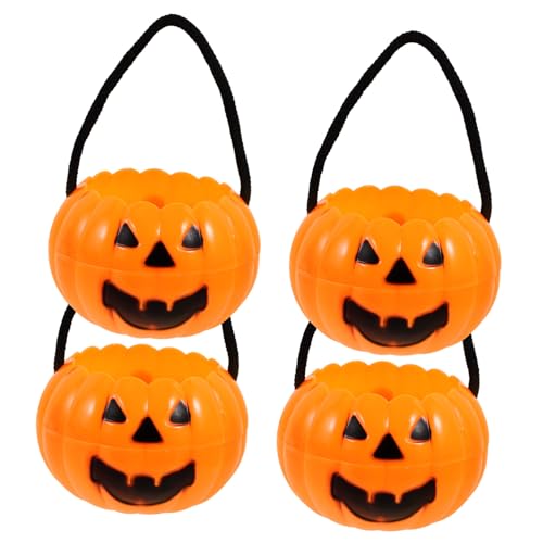 Vaguelly 20 Stk Abnehmbarer Kürbiseimer Kürbis Eimer Kürbisbehälter Süßigkeiteneimer Für Halloween Halloween-süßigkeitshalter Kürbislaterne-eimer Runder Kürbis Tasche Mini Orange Plastik von Vaguelly