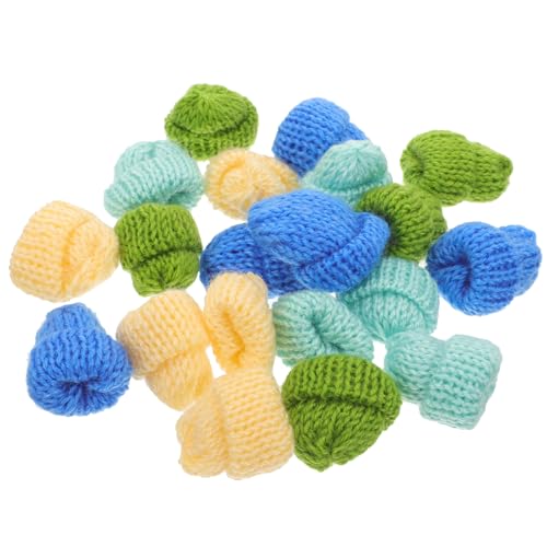 Vaguelly 20 Stück Mini-Strickmützen Mini-Zylinder Winzige Hüte Miniatur-Puppen Mini-Mütze Miniatur Dekoration Mini Strickmütze Mini-Mütze Häkelmütze Kleine Puppe von Vaguelly