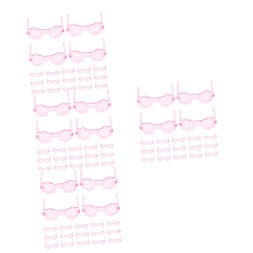 Vaguelly 200 STK Mini-Brille Puppenkleidung Brillen zum Anziehen der Puppe Mini-Puppen-Brille Brillen für Puppen Puppe Verkleidet Brille Puppenbrillen winzige Gläser Plastik Rosa von Vaguelly