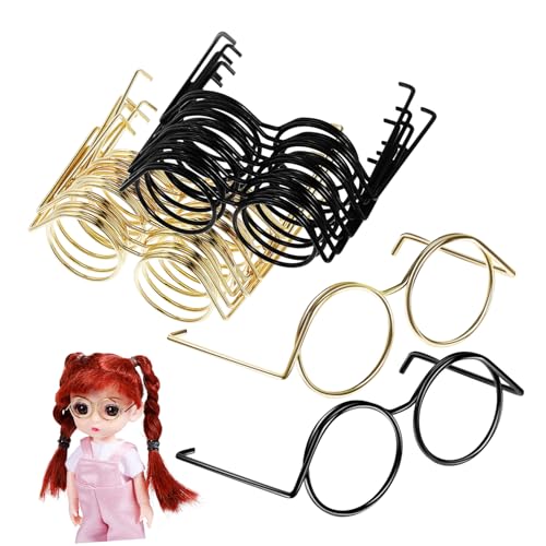 Vaguelly 20St Puppe universelle kleine Augen Miniatur Bastelpuppenbrille Puppen Kleidung für puppenkleidung kauspielzeug Brillen Glas zum Basteln Umrandete Puppensonnenbrille Kupfer von Vaguelly