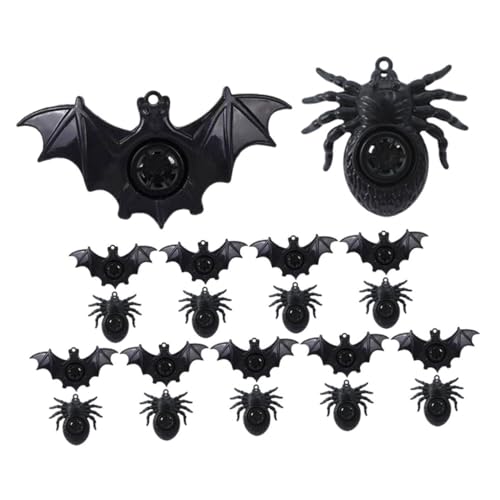 Vaguelly 20St Spinnenpfeife Spinnenparty Kinderparty Neuheitsspielzeug für Partys Superhelden-Aufkleber Halloween-Fledermauspfeife Pfeifen Requisiten Plastik Black von Vaguelly