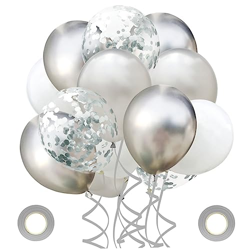 Vaguelly 22 Stück 1 Satz 12 Festivalballons Geburtstag Luftballons Silberne Luftballons Neujahrsballons Silbermetallische Luftballons Partyballons Aus Metall Partyzubehör Luftballons von Vaguelly