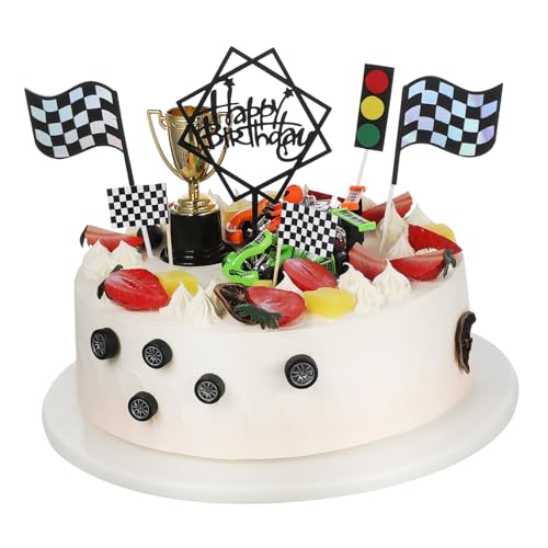 Vaguelly 23 Stück Lkw Kuchen Geburtstagskuchendekoration Für Kinder Ampel Cupcake Topper Rennwagen Happy Birthday Kuchenaufsatz Geburtstagskuchendekorationen Für Jungen Renn von Vaguelly