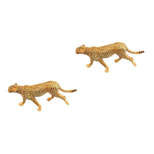 Vaguelly 2St Simulationsleopard Tiere basteln Nutztiere Tischdekoration pädagogische Figur Kinderspielzeug bürodekoration Zoo Wilde Tierstatue Gepard bastelt Dekoration Plastik Yellow von Vaguelly