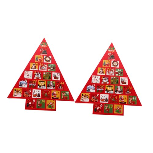 Vaguelly 2St Weihnachtsgeschenkpaket Tischdekoration für den Urlaub Adventskalender 2024 DIY Adventskalender Kreative Geschenkideen DIY-Boxen Feiertags-Countdown-Boxen Papier rot von Vaguelly