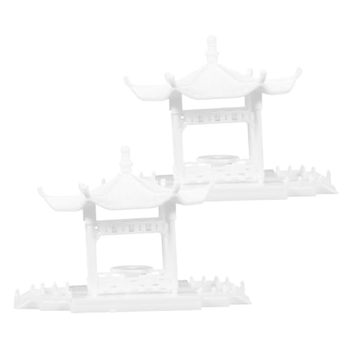 Vaguelly 2St Pavillon-Modell Mini-Pagodenmodell Miniatur-Pagode Ornament Modelle Sandtisch-Zubehör Pavillon-Statue-Dekor Hexagon Dekorationen Aquarium Architekturmodell Material Abs Weiß von Vaguelly